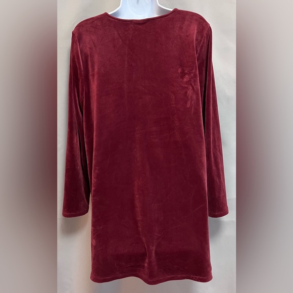 Pure J Jill Sz Large Bordeaux Velour Velvet Tunic V-Neck Long Sleeve Stretch - Picture 3 of 10